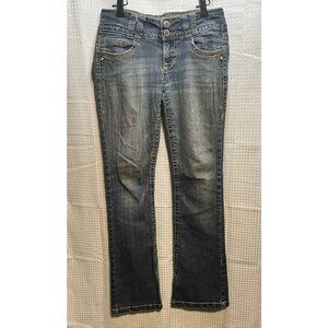 WallFlower jeans womens 5 bootcut 27 x 32 flap pockets blue